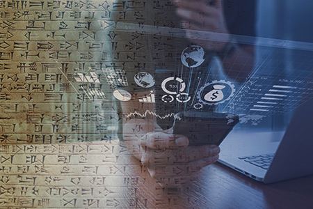 Bokföringens utveckling genom tiderna, från lertavlor till AI.