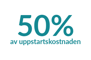 50% av uppstartskostnaden