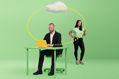 Molnflöde mellan kontor och mobil