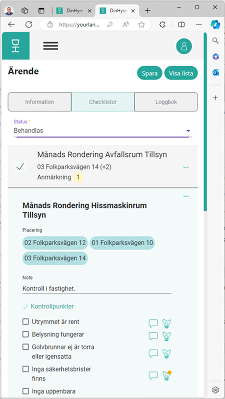 DinHyresvärd gränssnitt