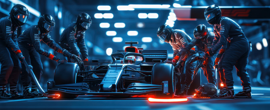 Depå team som byter däck