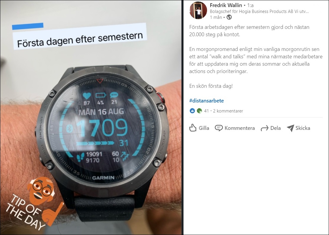 Fredrik delar gärna med sig av sina goda erfarenheter i sociala medier.